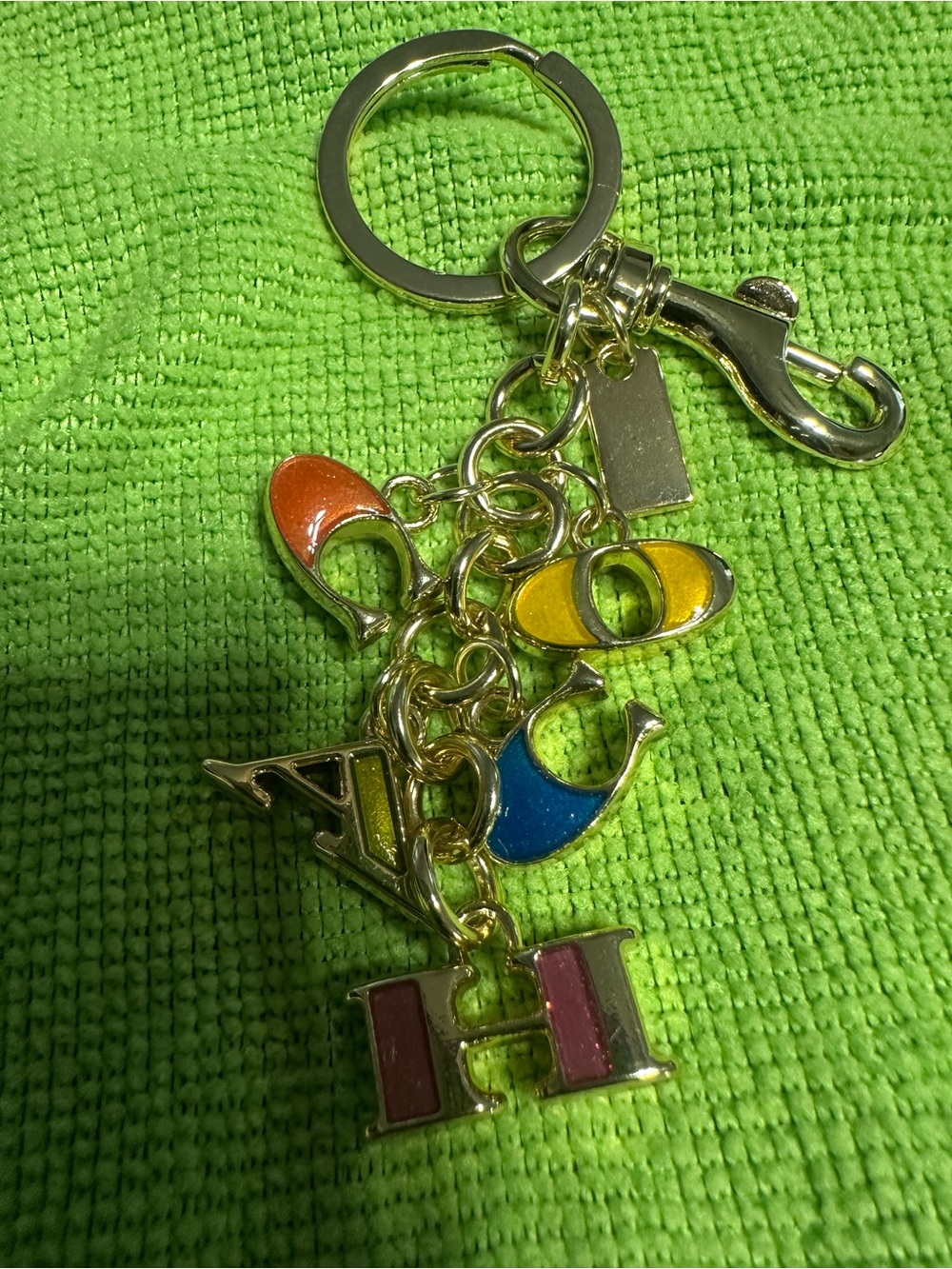 Gold Letter fashion  Charm Keychain with Colorful Enamel Letters